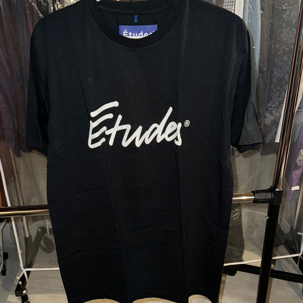Etudes Studio Black Tee with White Logo